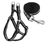 dog harness, And Lead Black Small Dogs Harness Collar Nylon Reflective Leash Set Puppy For Medium S(S)