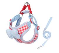 Dog Harness and Lead Set, No Pull Harness with Chest Expansion Ring, Adjustable and Breathable Front Clip Dog Harness, Cute Bow Pet Harnesses for Daily Walking Training Outdoor (S)