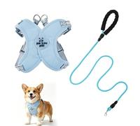 Dog Harness and Lead Sets, No Pull X-Frame Puppy Harness, Dog Harness Small Breed with Reflective Strips, 1.5m Pet Round Lead, Breathable Mesh Pet Vest for Walking Training Outing (Blue, M)