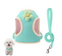 Dog Harness and Leash Set, Breathable Adjustable Pet Harness with 1.5M Leash & Reflective Strip for Small Medium Dogs Cats