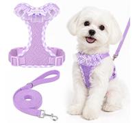 Dog Harness and Leash Set, Dog Vest Harness Small Dog with Soft Mesh (Purple, L)