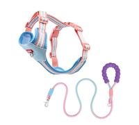 Dog Harness And Leash Set - Lightweight Air-permeable Color Block Pet Vest For Small To Medium Dogs Outdoor Walking(Blue,M)