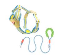 Dog Harness And Leash Set - Lightweight Air-permeable Color Block Pet Vest For Small To Medium Dogs Outdoor Walking(Yellow,S)