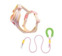 Dog Harness And Leash Set - Lightweight Air-permeable Color Block Pet Vest For Small To Medium Dogs Outdoor Walking(Pink,S)