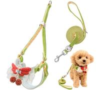 Dog Harness and Leash Set, Soft Breathable Adjustable Lace Design Cute Dog Vest Harness for Small Dogs and Cats, Suitable for 3 to 10 Pounds Vest