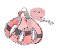 Dog Harness and Leash Set, Step-in Air Dog Vest, Reflective No Pull Collars for Small Medium Dogs Cats Secure with Hook & Loop Fastener Buckle Double D-Ring (Pink, M)