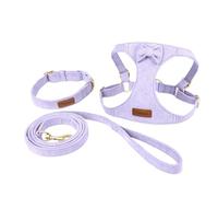 Dog Harness and Leash Set with Multifunction Leash and Collar, Soft No Choke Escape Proof for Small Dogs and Cats(Purple,XXS)