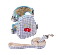 Dog Harness Backpack, Breathable Adjustable Cat Vest Harness with Detachable Bag & Leash Cute Fruit Pattern Pet Saddle Bag for Small Dogs Puppy Cats