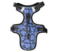 Dog Harness Blue Purple Forget Me Nots Flower No Pull Reflective Adjustable Dog Vest with 2 Leash Clips and Easy Control Handle for Small Medium Dogs Cats M