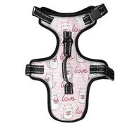 Dog Harness Cat Love Stripe No Pull Reflective Adjustable Dog Vest with 2 Leash Clips and Easy Control Handle for Small Medium Dogs Cats M