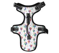 Dog Harness Colorful Hot Air Balloon No Pull Reflective Adjustable Dog Vest with 2 Leash Clips and Easy Control Handle for Small Medium Dogs Cats S