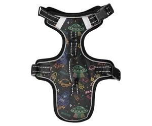 Dog Harness Colorful Ufo Aliens Spaceship No Pull Reflective Adjustable Dog Vest with 2 Leash Clips and Easy Control Handle for Small Medium Dogs Cats M