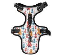 Dog Harness Colorful Violins Notes No Pull Reflective Adjustable Dog Vest with 2 Leash Clips and Easy Control Handle for Small Medium Dogs Cats M