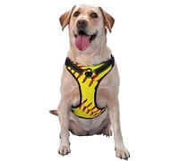 Dog Harness Cute Design Soft No Pull Small, Large, Medium Dogs (American red line Yellow Softball)