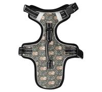 Dog Harness Cute Flower Sleep Sloth No Pull Reflective Adjustable Dog Vest with 2 Leash Clips and Easy Control Handle for Small Medium Dogs Cats M