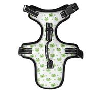 Dog Harness Cute Frogs Leaves No Pull Reflective Adjustable Dog Vest with 2 Leash Clips and Easy Control Handle for Small Medium Dogs Cats S