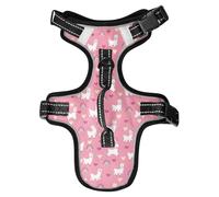 Dog Harness Cute Llamas Cacti Pink Pattern No Pull Reflective Adjustable Dog Vest with 2 Leash Clips and Easy Control Handle for Small Medium Dogs Cats M