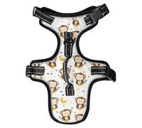 Dog Harness Cute Monkey Banana Heart No Pull Reflective Adjustable Dog Vest with 2 Leash Clips and Easy Control Handle for Small Medium Dogs Cats S