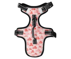 Dog Harness Cute Red Mushroom Heart No Pull Reflective Adjustable Dog Vest with 2 Leash Clips and Easy Control Handle for Small Medium Dogs Cats M