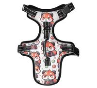 Dog Harness Cute Red Panda Bubble Tea No Pull Reflective Adjustable Dog Vest with 2 Leash Clips and Easy Control Handle for Small Medium Dogs Cats M