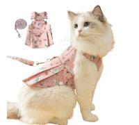 Dog Harness Denim Dress,Cute Graffiti Adjustable Pet Slip Vest Skirt Spring Autumn Cat Puppy Princess Dress for Hairless Cat Yorkshire Terrier Poodle Chihuahua_XL(Pink)