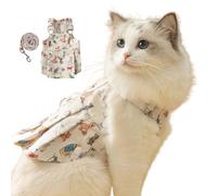 Dog Harness Denim Dress,Cute Graffiti Adjustable Pet Slip Vest Skirt Spring Autumn Cat Puppy Princess Dress for Hairless Cat Yorkshire Terrier Poodle Chihuahua_S(White)