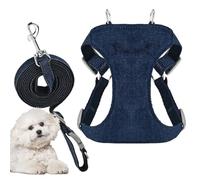 Dog Harness - Denim Mesh Fabric | Dog Vest Harness Adjustable Safe Buckle Tools, Walking Do-g Harne-ss | For Small Medium Puppies Pet Running Training Outdoor Garden