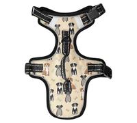 Dog Harness Dog Bones Pattern No Pull Reflective Adjustable Dog Vest with 2 Leash Clips and Easy Control Handle for Small Medium Dogs Cats S
