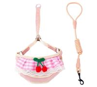 Dog Harness, Dog Harness and Leash Set, Lace Design Cute Cherry Soft Breathable Adjustable Puppy for Walking, Running, Training, M