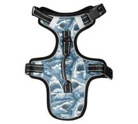 Dog Harness Fierce Sharks No Pull Reflective Adjustable Dog Vest with 2 Leash Clips and Easy Control Handle for Small Medium Dogs Cats M