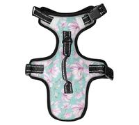 Dog Harness Floral Magnolias Watercolor No Pull Reflective Adjustable Dog Vest with 2 Leash Clips and Easy Control Handle for Small Medium Dogs Cats M