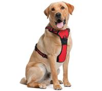 Dog Harness for Large Dogs - Extra-Large, Red - Soft-Padded & Adjustable No-Pull Design Pet Harness for Running, Hiking & Training - w/ 2 Leash Clips & Reflective Strips - by EcoEarth