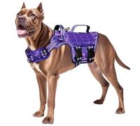 Dog Harness for Large Dogs, Tactical No Pull Harness with Molle System, Easy On and Off Service Vest, Breathable Padded, Adjustable Reflective Pet Vest for