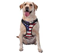Dog Harness for Large Medium Dogs No-Pull Service Dog Vest Adjustable Dog Vest Harness for Training Hunting Walking (Vintage Retro American Flag Black)