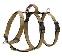 Dog harness for medium and large dogs, anti-breakaway 3D ring traction, imitation nylon webbing, neoprene material lining(Khaki,L)