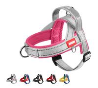 Dog Harness for Medium Sized Dogs, No Pull Reflective Trim Escape Proof Quick Release Stop Pulling Padded Lightweight Nylon Dog Harness with Handle for Walking Training,(Hot Pink/Silver, XL)