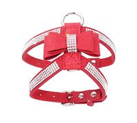 Dog Harness For Small Dogs Girl,Rhinestone Cat Vest Harnesses with Bow Tie Puppy Kitty Cute Fancy Sparkling Pretty Crystal Diamond for Small Pet Yorkie Chihuahua,Red XS