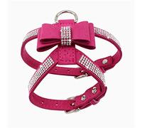Dog Harness For Small Dogs Girl,Rhinestone Cat Vest Harnesses with Bow Tie Puppy Kitty Cute Fancy Sparkling Pretty Crystal Diamond for Small Pet Yorkie Chihuahua,Rose XS