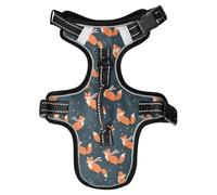 Dog Harness Fox with Scarf Pattern No Pull Reflective Adjustable Dog Vest with 2 Leash Clips and Easy Control Handle for Small Medium Dogs Cats S