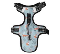 Dog Harness Foxes Woodland Trees Red Berries No Pull Reflective Adjustable Dog Vest with 2 Leash Clips and Easy Control Handle for Small Medium Dogs Cats M
