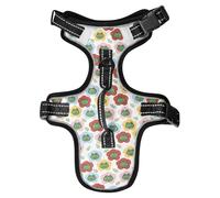 Dog Harness Frogs Flowers Grass No Pull Reflective Adjustable Dog Vest with 2 Leash Clips and Easy Control Handle for Small Medium Dogs Cats M