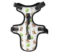 Dog Harness Green Balloon Puppy Pattern No Pull Reflective Adjustable Dog Vest with 2 Leash Clips and Easy Control Handle for Small Medium Dogs Cats M