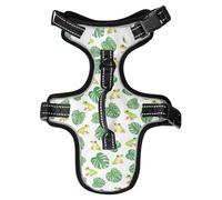 Dog Harness Green Frogs Tropical Leaves No Pull Reflective Adjustable Dog Vest with 2 Leash Clips and Easy Control Handle for Small Medium Dogs Cats M
