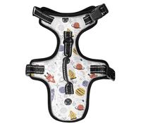 Dog Harness Hand Drawn Rockets Planets No Pull Reflective Adjustable Dog Vest with 2 Leash Clips and Easy Control Handle for Small Medium Dogs Cats S