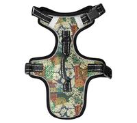 Dog Harness Hawaiian Tribal Elements Hibiscus No Pull Reflective Adjustable Dog Vest with 2 Leash Clips and Easy Control Handle for Small Medium Dogs Cats S
