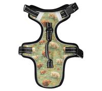 Dog Harness Highland Cow Meadow Pattern No Pull Reflective Adjustable Dog Vest with 2 Leash Clips and Easy Control Handle for Small Medium Dogs Cats S