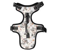 Dog Harness Hippos Flowers Print No Pull Reflective Adjustable Dog Vest with 2 Leash Clips and Easy Control Handle for Small Medium Dogs Cats M