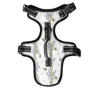 Dog Harness Lavender Wild Flowers Bumblebees No Pull Reflective Adjustable Dog Vest with 2 Leash Clips and Easy Control Handle for Small Medium Dogs Cats M