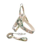 Dog Harness Lead Set,Adjustable Step-in Pet Escape Proof Harness with Close Control Handle,Dog Vest Harness for Walking, Hiking & Lifting Dogs into Car or Up Stairs_M(Beige)