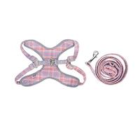 Dog Harness Leash Set, Adjustable Reflective Chest Collar Strap, Rose Red M - Breathable Soft Material, Safety Night Visibility, Ideal for Small Pets (M)